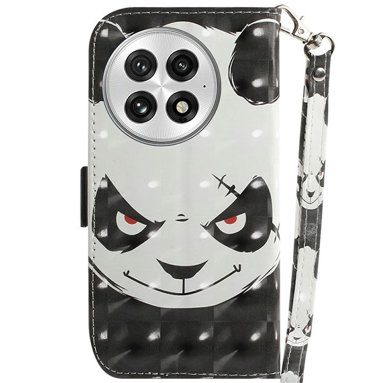 For OnePlus 13 Case Pattern Printing Leather Wallet Phone Cover - Angry Panda