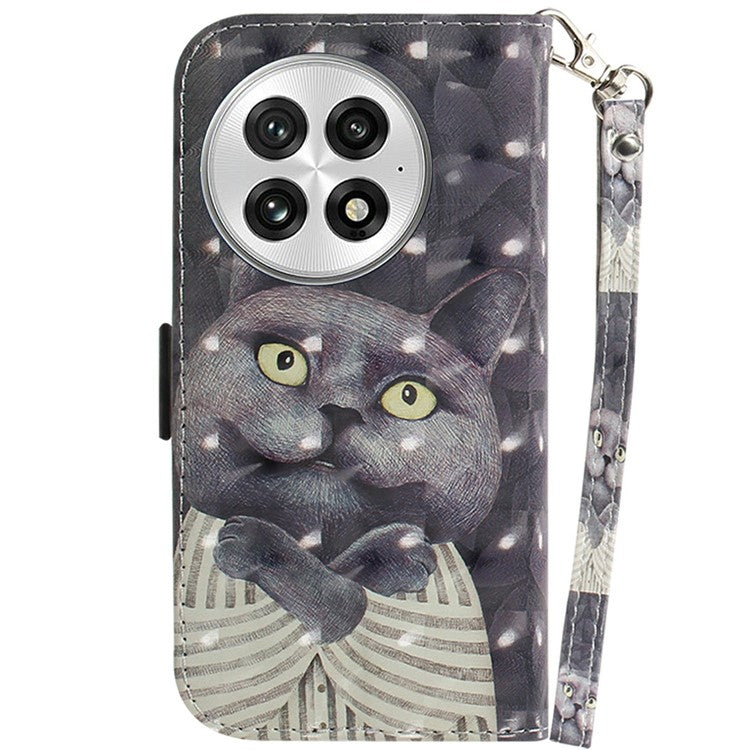 For OnePlus 13 Case Pattern Printing Leather Wallet Phone Cover - Embracing Cat