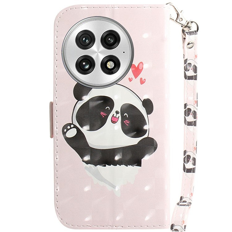 For OnePlus 13 Case Pattern Printing Leather Wallet Phone Cover - Love Heart Panda