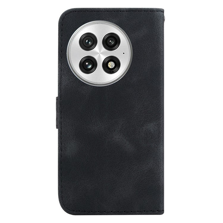 For OnePlus 13 Stand Case 7-Shaped Pattern Imprint Leather Phone Cover - Black
