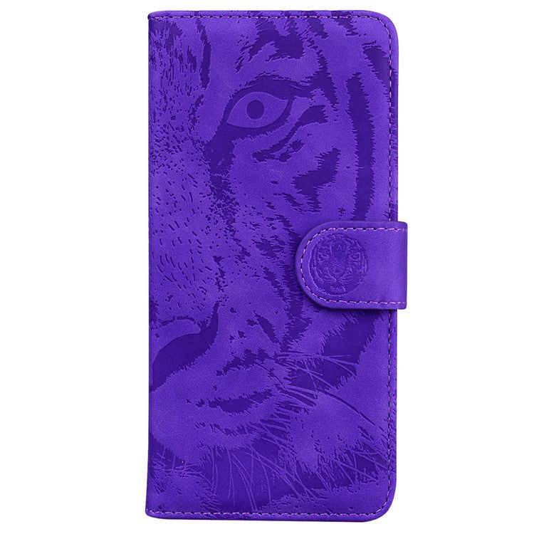 For OnePlus 13 Case Tiger Imprint Leather Wallet Phone Cover - Purple