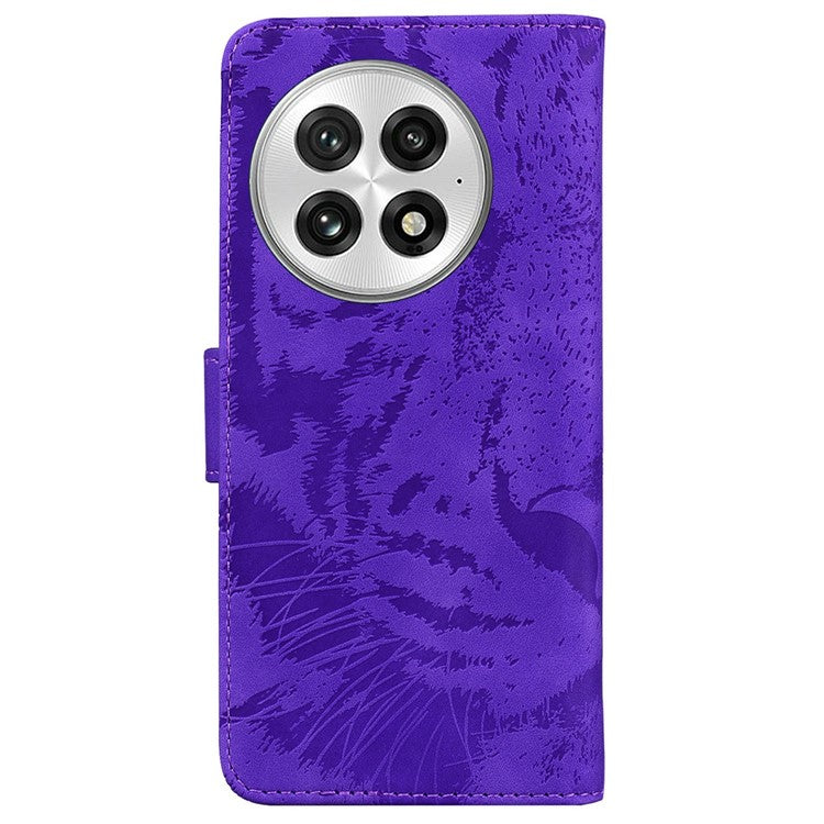 For OnePlus 13 Case Tiger Imprint Leather Wallet Phone Cover - Purple