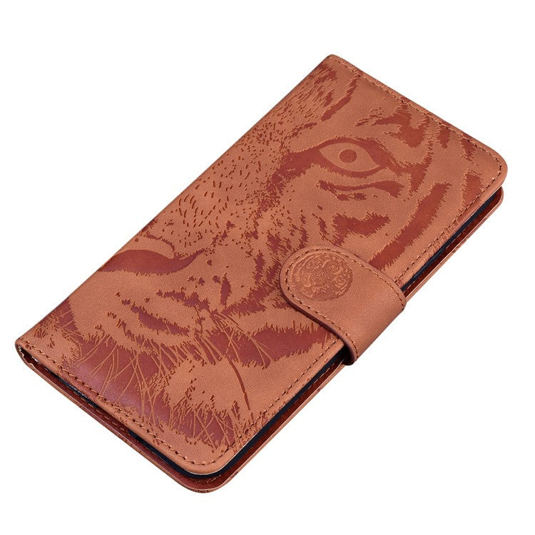 For OnePlus 13 Case Tiger Imprint Leather Wallet Phone Cover - Brown