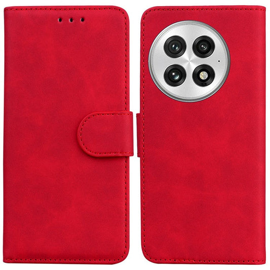 For OnePlus 13 Case Solid Color Leather Wallet Phone Cover - Red