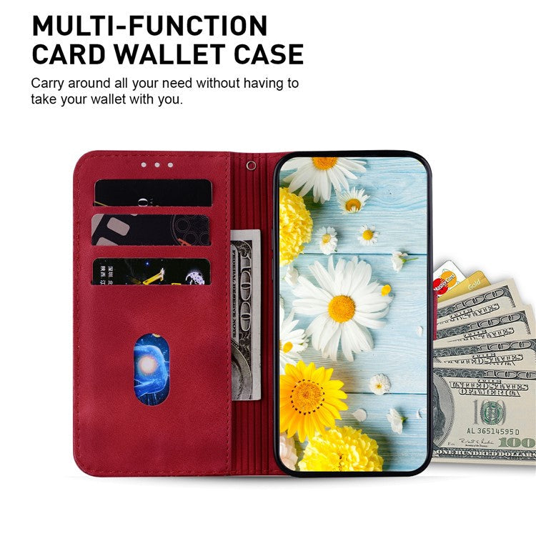 For OnePlus 13 Case Lily Flower Imprint Leather Phone Cover with Stand - Red