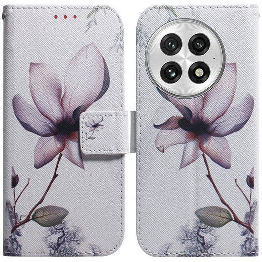 For OnePlus 13 Wallet Case Pattern Print Leather Phone Cover - Pink Flower