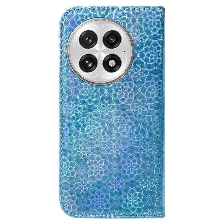 For OnePlus 13 Stand Case Dazzling Flower Leather Phone Cover - Blue