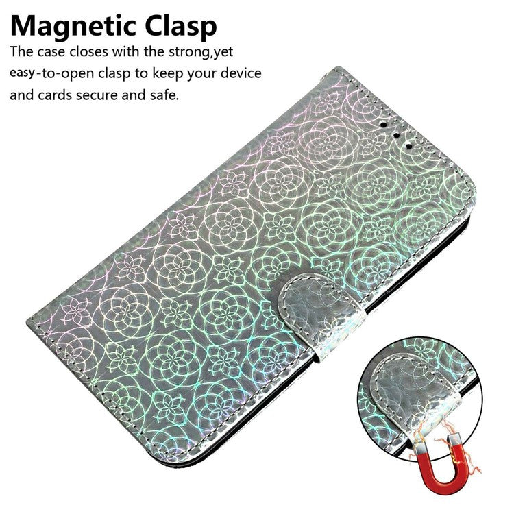 For OnePlus 13 Stand Case Dazzling Flower Leather Phone Cover - Grey