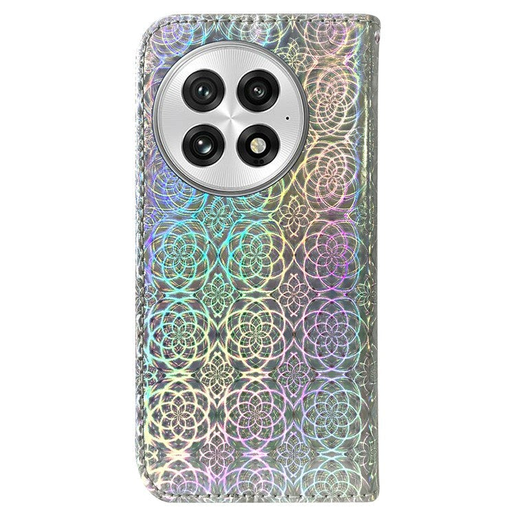 For OnePlus 13 Stand Case Dazzling Flower Leather Phone Cover - Grey