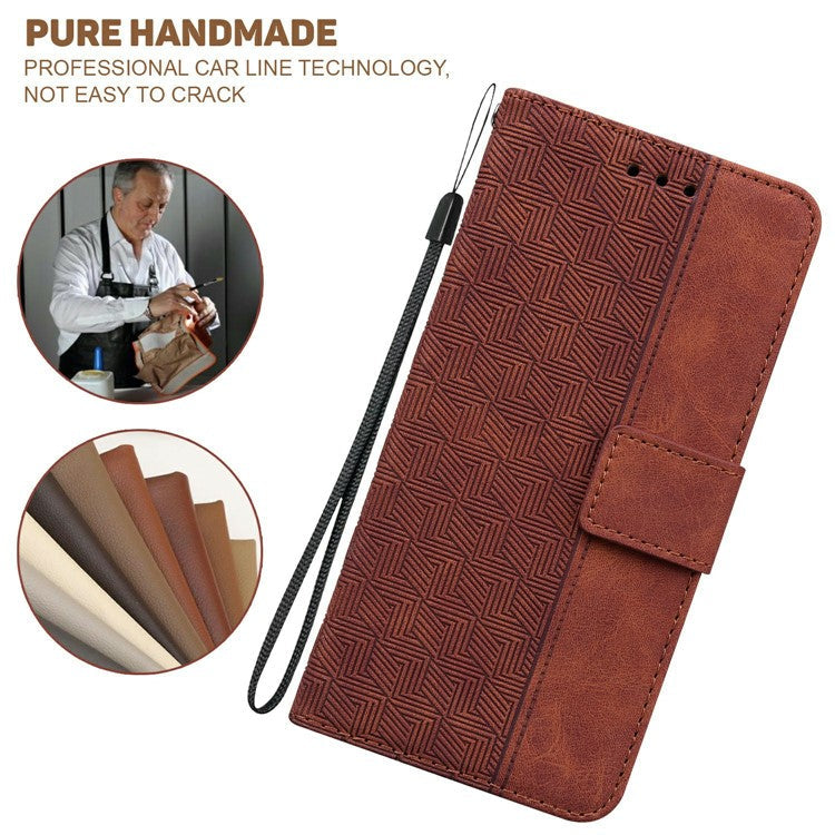 For OnePlus 13 Case Geometry Pattern Leather Wallet Phone Cover - Brown