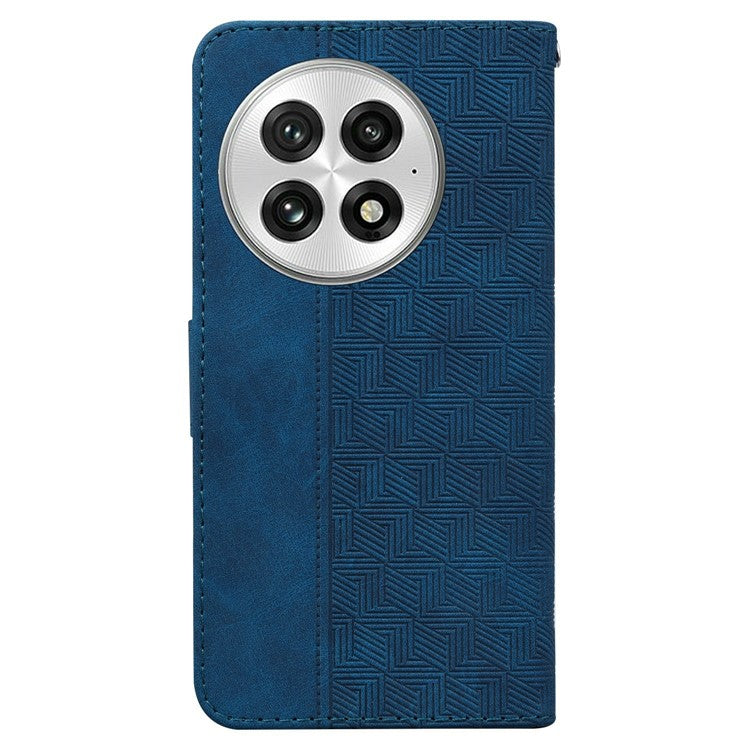 For OnePlus 13 Case Geometry Pattern Leather Wallet Phone Cover - Blue