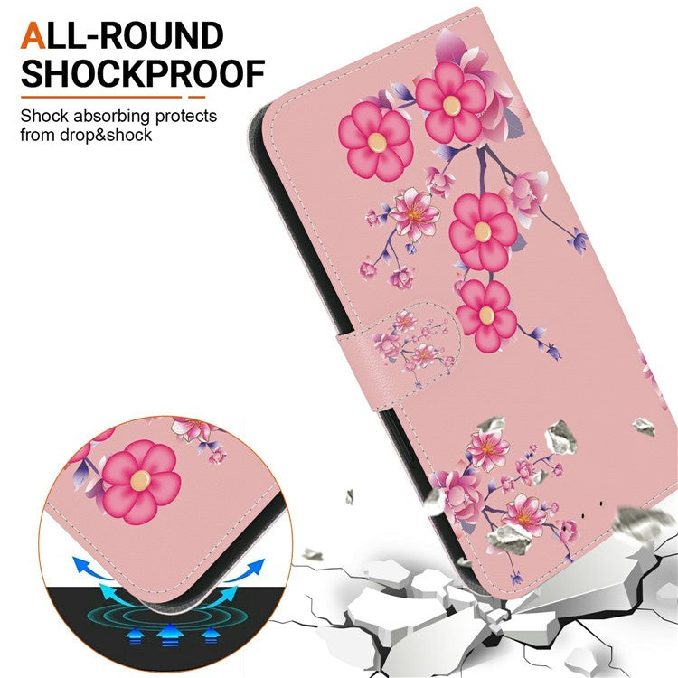 For OnePlus 13 Wallet Phone Case Anti-Drop Leather Flip Cover Pattern Printing - Sakura