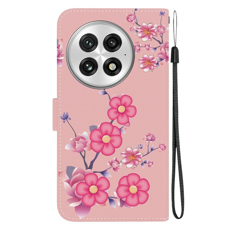 For OnePlus 13 Wallet Phone Case Anti-Drop Leather Flip Cover Pattern Printing - Sakura