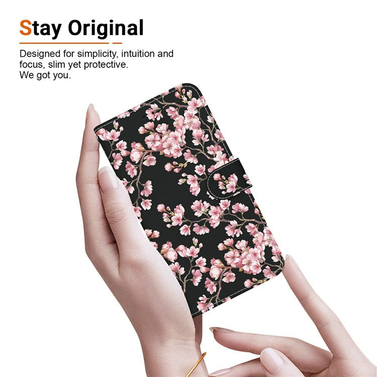 For OnePlus 13 Wallet Phone Case Anti-Drop Leather Flip Cover Pattern Printing - Plum Blossom