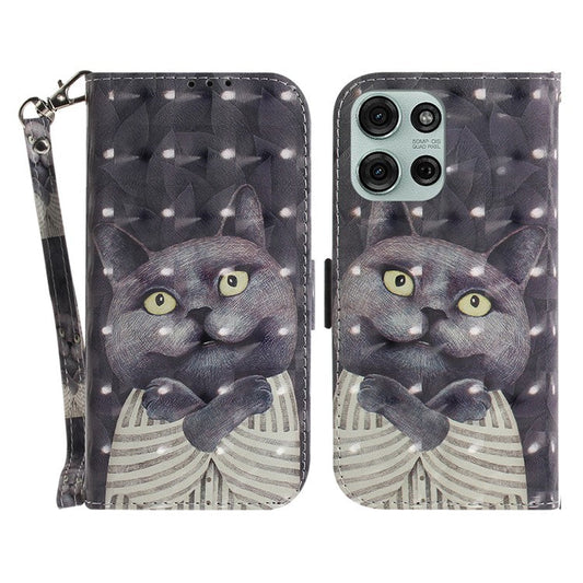 For Motorola Moto G75 5G Case Pattern Printing Leather Wallet Phone Cover - Embracing Cat