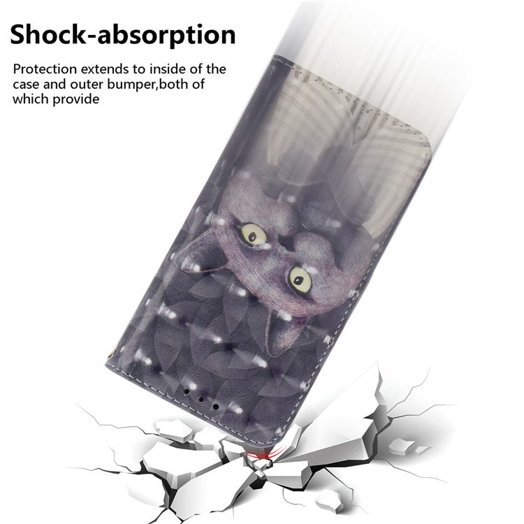 For Motorola Moto G75 5G Case Pattern Printing Leather Wallet Phone Cover - Embracing Cat