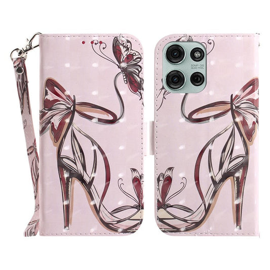 For Motorola Moto G75 5G Case Pattern Printing Leather Wallet Phone Cover - Butterfly High Heels