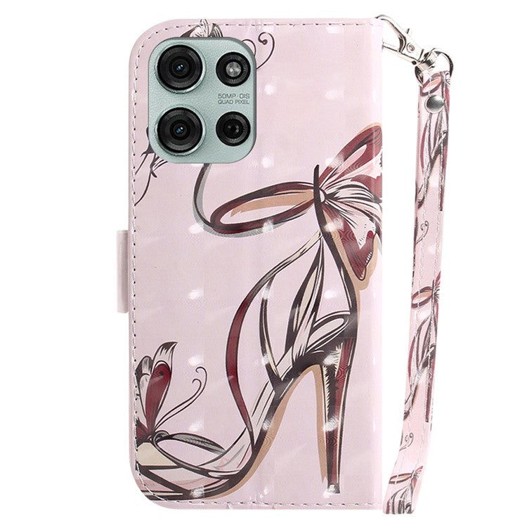 For Motorola Moto G75 5G Case Pattern Printing Leather Wallet Phone Cover - Butterfly High Heels