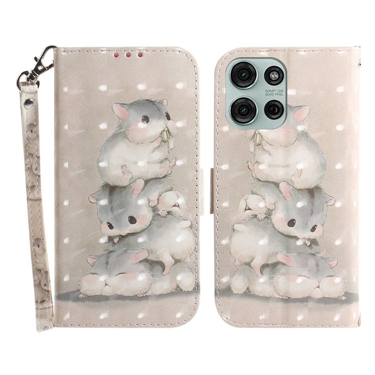 For Motorola Moto G75 5G Case Pattern Printing Leather Wallet Phone Cover - Stacking Squirrels