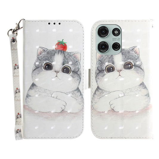 For Motorola Moto G75 5G Case Pattern Printing Leather Wallet Phone Cover - Cute Cat