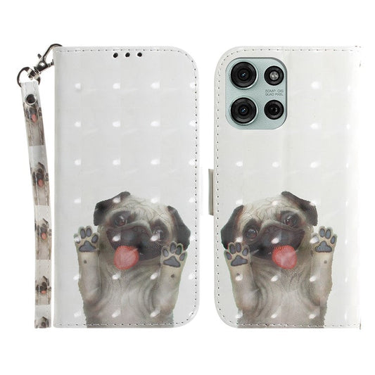 For Motorola Moto G75 5G Case Pattern Printing Leather Wallet Phone Cover - Pug