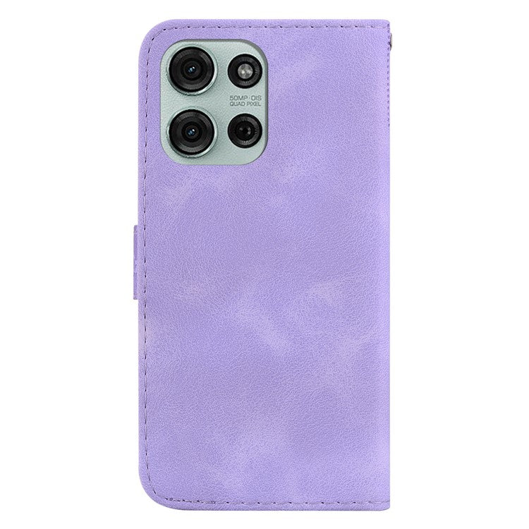 For Motorola Moto G75 5G Stand Case 7-Shaped Pattern Imprint Leather Phone Cover - Purple
