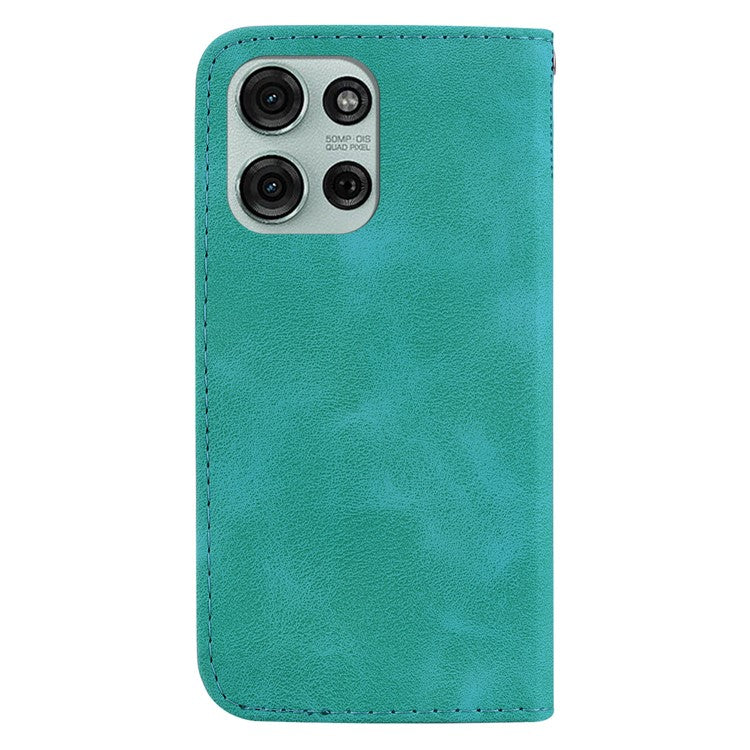 For Motorola Moto G75 5G Stand Case 7-Shaped Pattern Imprint Leather Phone Cover - Green