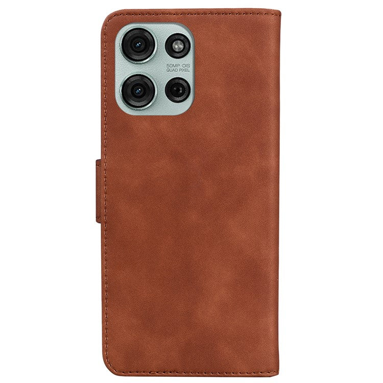 For Motorola Moto G75 5G Case Solid Color Leather Wallet Phone Cover - Brown