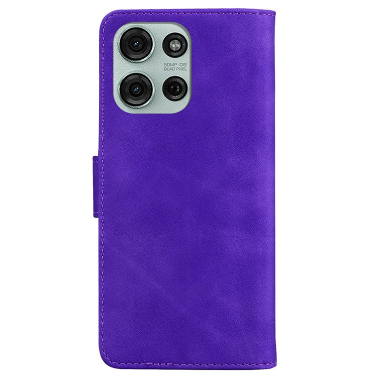 For Motorola Moto G75 5G Case Solid Color Leather Wallet Phone Cover - Purple