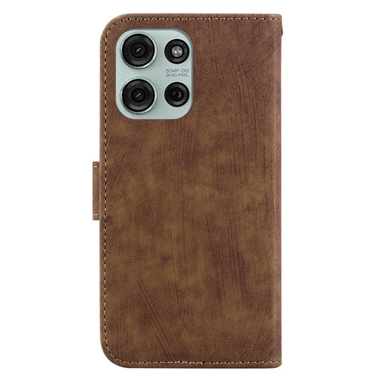 For Motorola Moto G75 5G Wallet Case Tiger Imprint Leather Shockproof Phone Cover - Brown