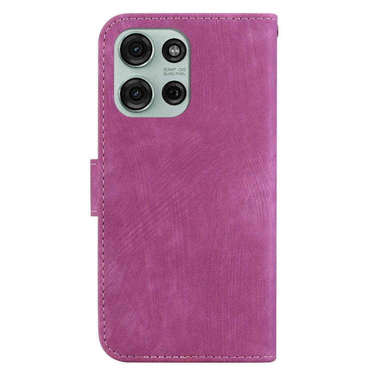 For Motorola Moto G75 5G Wallet Case Tiger Imprint Leather Shockproof Phone Cover - Rose