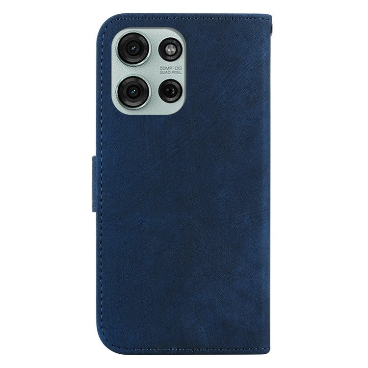 For Motorola Moto G75 5G Wallet Case Tiger Imprint Leather Shockproof Phone Cover - Dark Blue