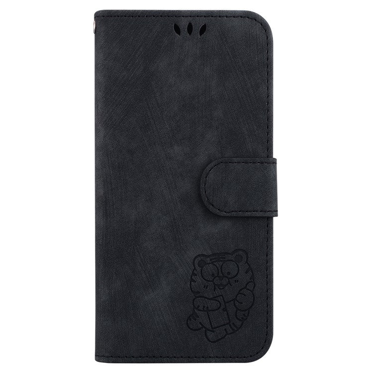 For Motorola Moto G75 5G Wallet Case Tiger Imprint Leather Shockproof Phone Cover - Black