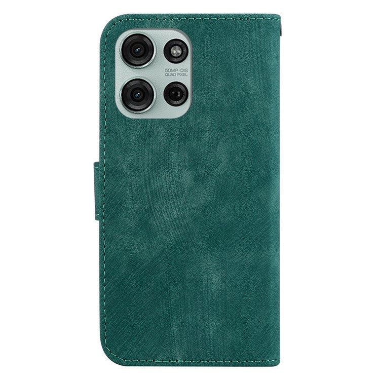 For Motorola Moto G75 5G Wallet Case Tiger Imprint Leather Shockproof Phone Cover - Green