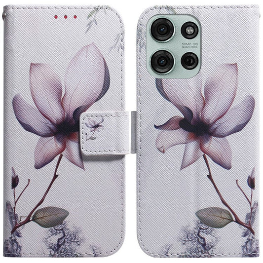 For Motorola Moto G75 5G Wallet Case Pattern Print Leather Phone Cover - Pink Flower