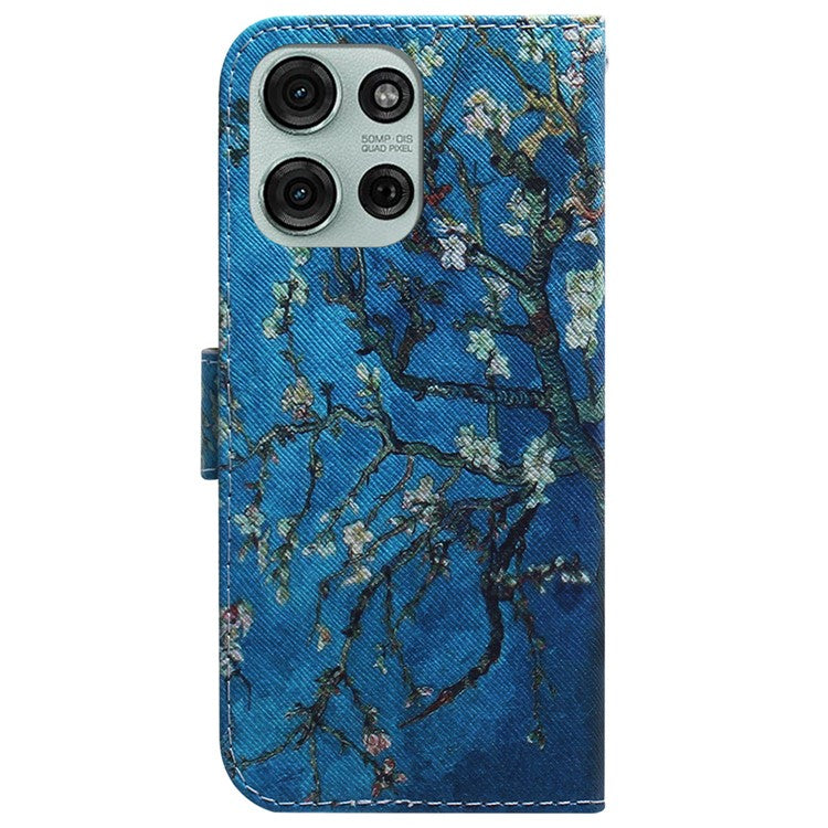 For Motorola Moto G75 5G Wallet Case Pattern Print Leather Phone Cover - Apricot Flowers
