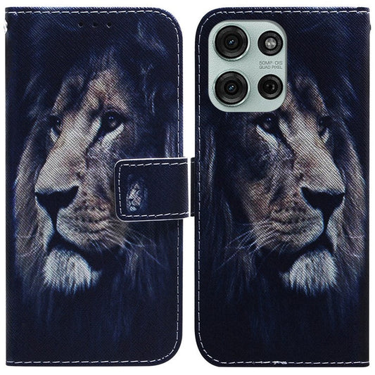 For Motorola Moto G75 5G Wallet Case Pattern Print Leather Phone Cover - Lion