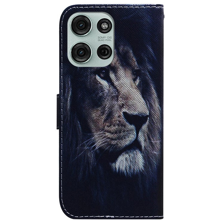 For Motorola Moto G75 5G Wallet Case Pattern Print Leather Phone Cover - Lion
