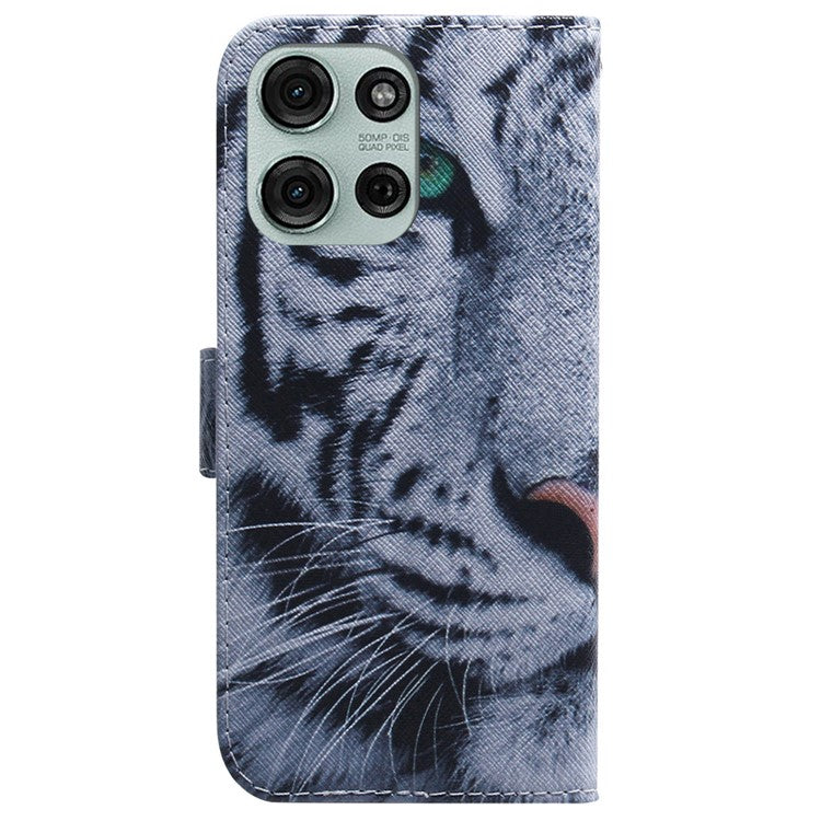 For Motorola Moto G75 5G Wallet Case Pattern Print Leather Phone Cover - Tiger
