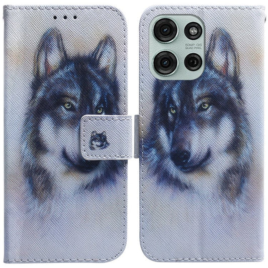 For Motorola Moto G75 5G Wallet Case Pattern Print Leather Phone Cover - Wolf