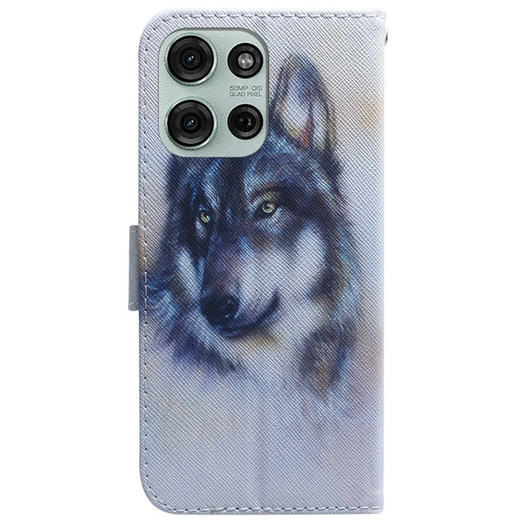 For Motorola Moto G75 5G Wallet Case Pattern Print Leather Phone Cover - Wolf