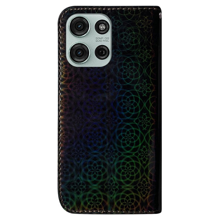 For Motorola Moto G75 5G Stand Case Dazzling Flower Leather Phone Cover - Black