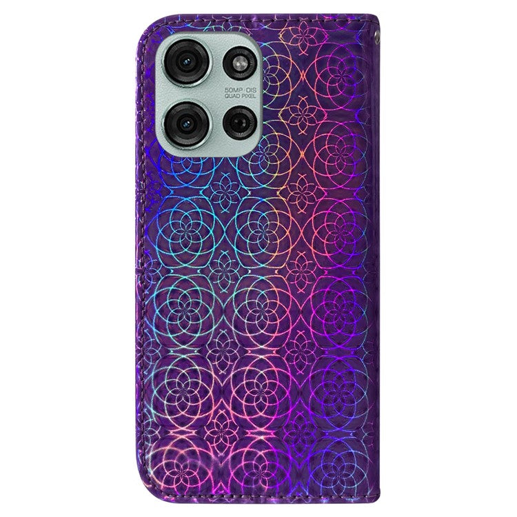 For Motorola Moto G75 5G Stand Case Dazzling Flower Leather Phone Cover - Purple
