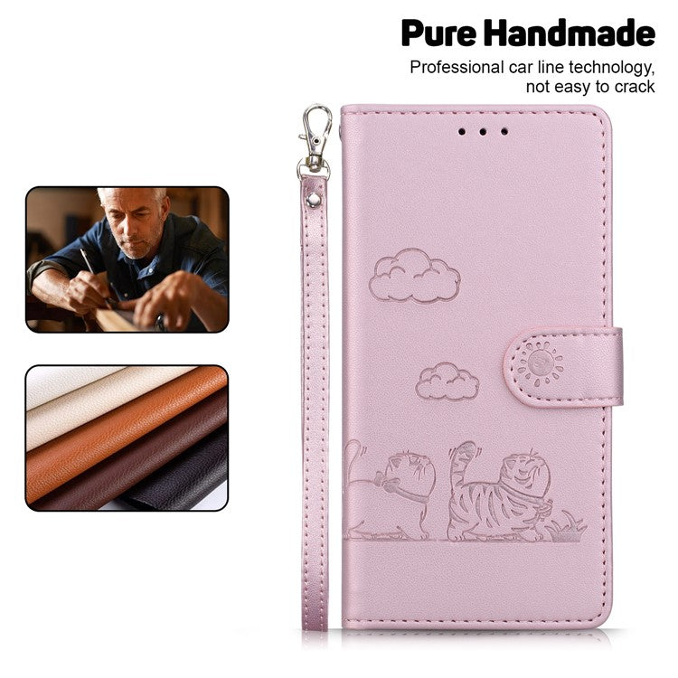 For Motorola Moto G75 5G Case RFID Blocking Kitten Pattern TPU+PU Leather Phone Cover - Pink