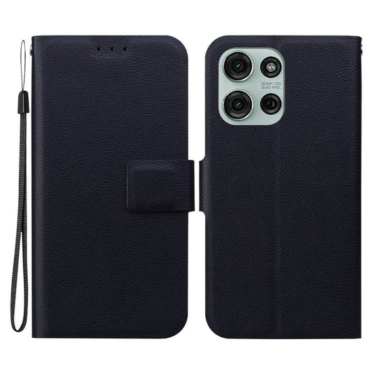 For Motorola Moto G75 5G Case Ultra-Thin PU Leather + TPU Phone Cover with Card Slot - Black