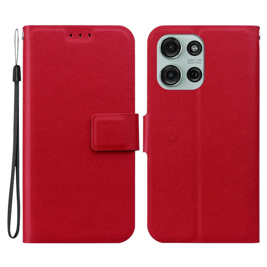 For Motorola Moto G75 5G Case Ultra-Thin PU Leather + TPU Phone Cover with Card Slot - Red