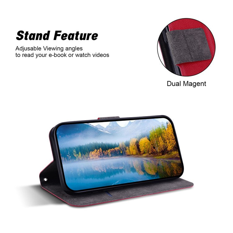 For Motorola Moto G75 5G Case Ultra-Thin PU Leather + TPU Phone Cover with Card Slot - Red