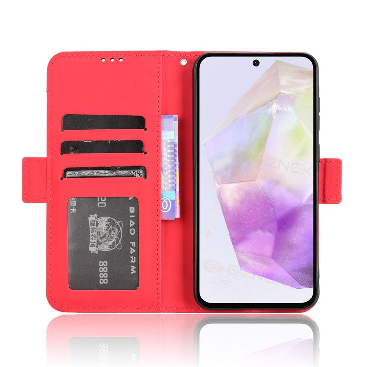 For Samsung Galaxy A56 5G Leather Case Phone Wallet Cover with Multiple Card Slots - Red