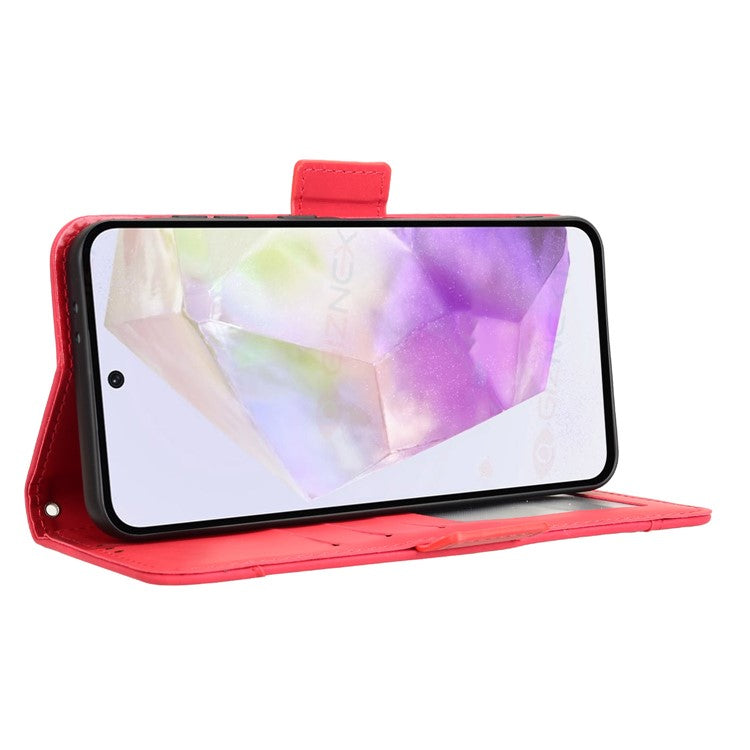 For Samsung Galaxy A56 5G Leather Case Phone Wallet Cover with Multiple Card Slots - Red