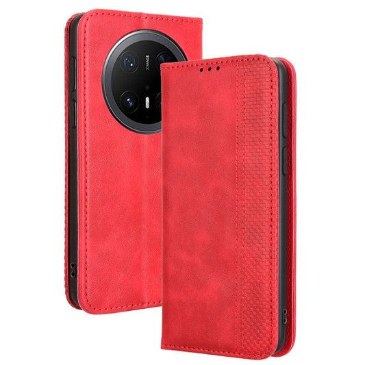 For Huawei Mate 70 Pro+ / 70 Pro Leather Case Wallet Stand Retro Texture Phone Cover - Red